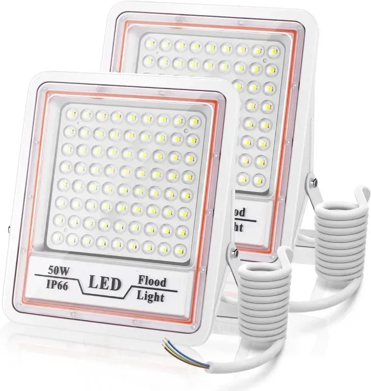 LeKaufen 50W LED прожектор 2 броя, Мрежово захранване, 5000 LM, IP66, 6000K