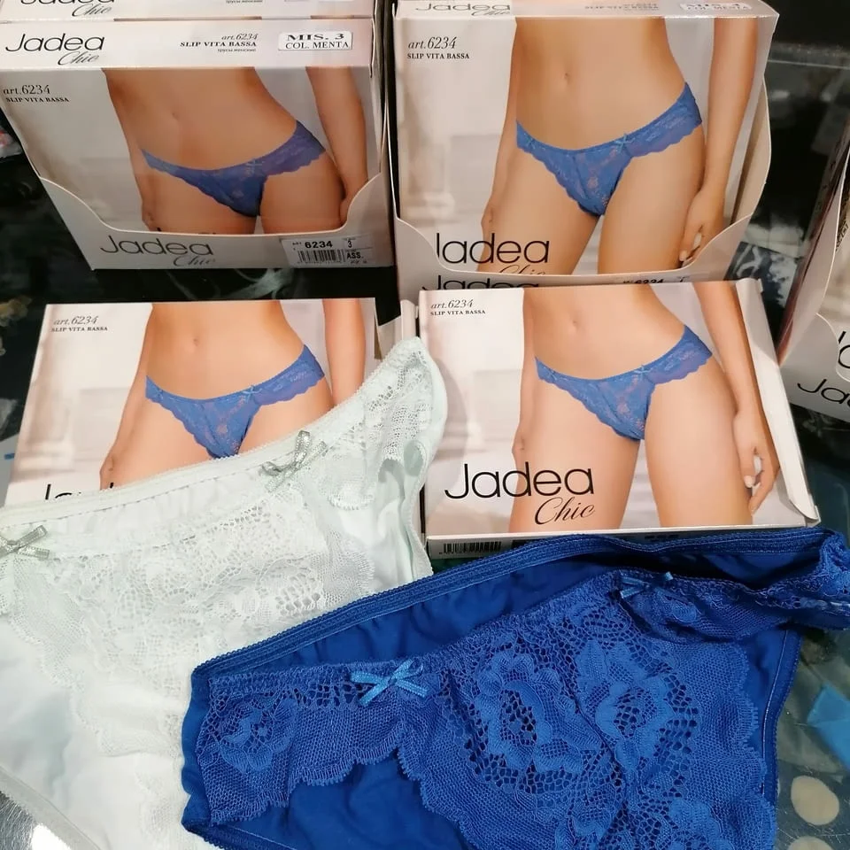 Jadea S, M, L, XL сини, зелени италиански 50% памучни дантелени бикини дантелени гащи Жадеа — снимка 2
