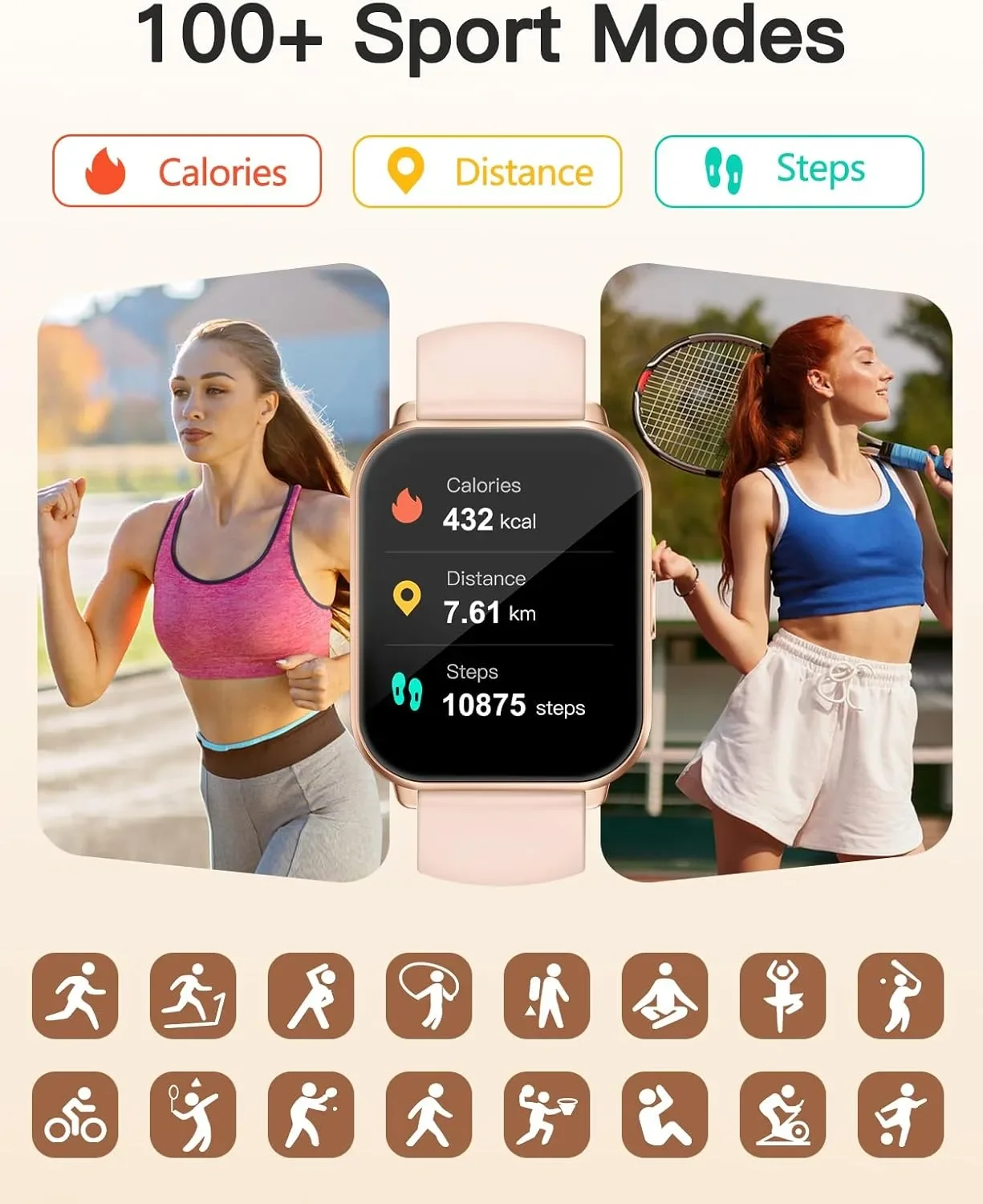 Cloudpoem Smart часовник 1.85“ с Bluetooth и повиквания/известия за Android и iOS — снимка 2