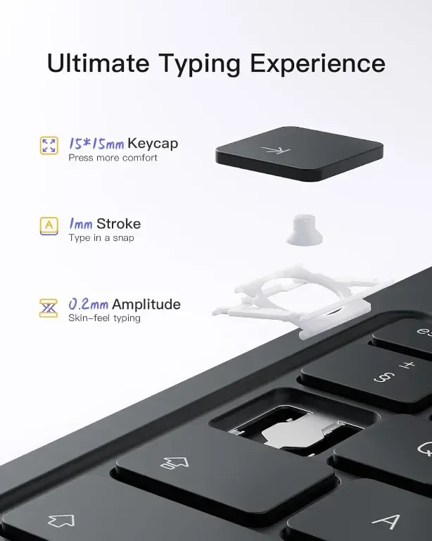 Калъф с клавиатура Inateck за iPad 10th Gen 2022/Air 2024 11 инча, 7-цветна подсветка, BK2007 — снимка 5