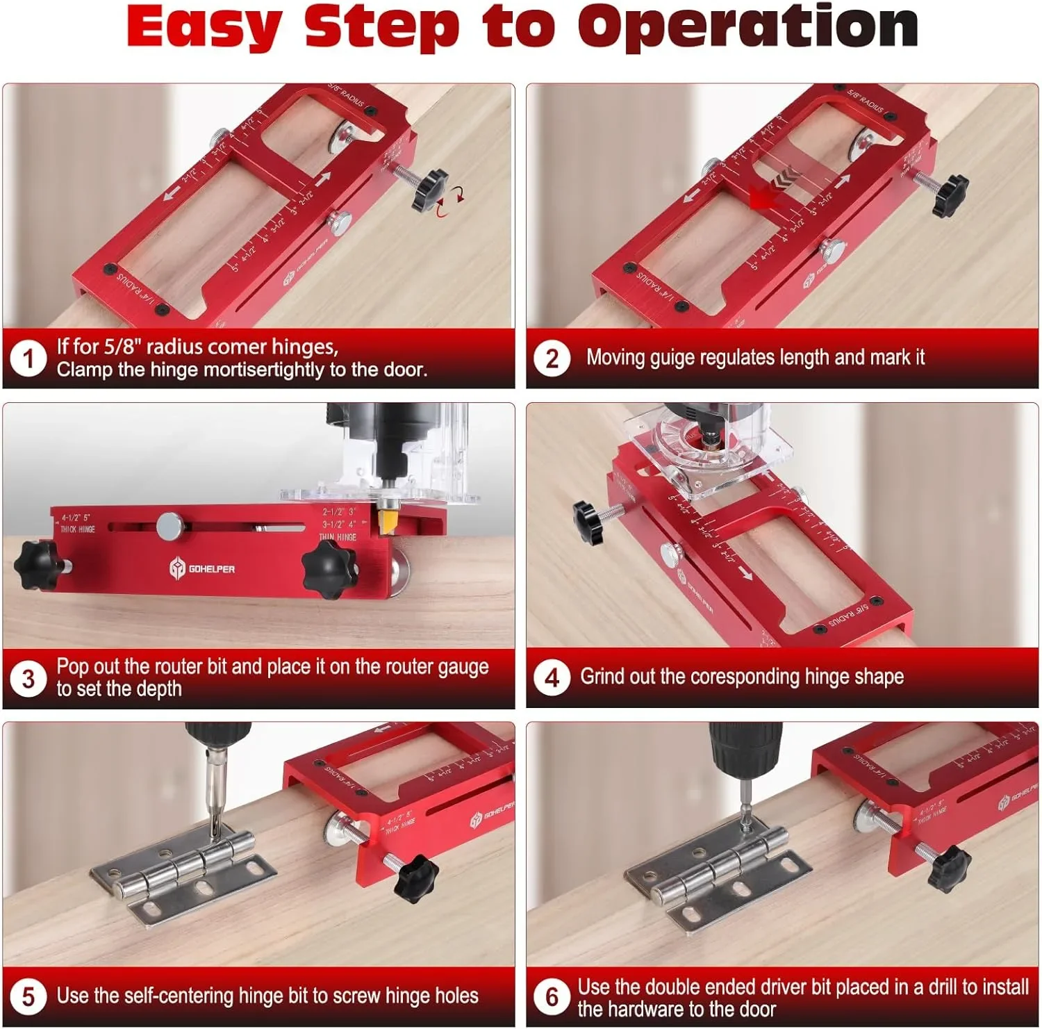 Комплект шаблон за монтаж на панти за врата + фрезови битове и отвертка (Door Hinge Jig) — снимка 6