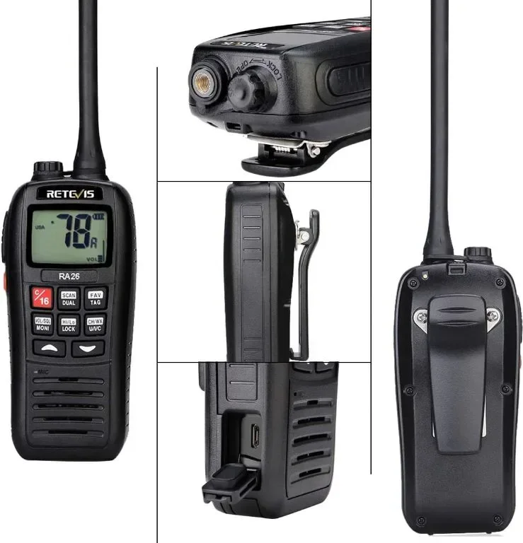Retevis RA26 Ръчно VHF морско радио, IP67 водоустойчива уоки токи, 88 канала, USB зареждане — снимка 5
