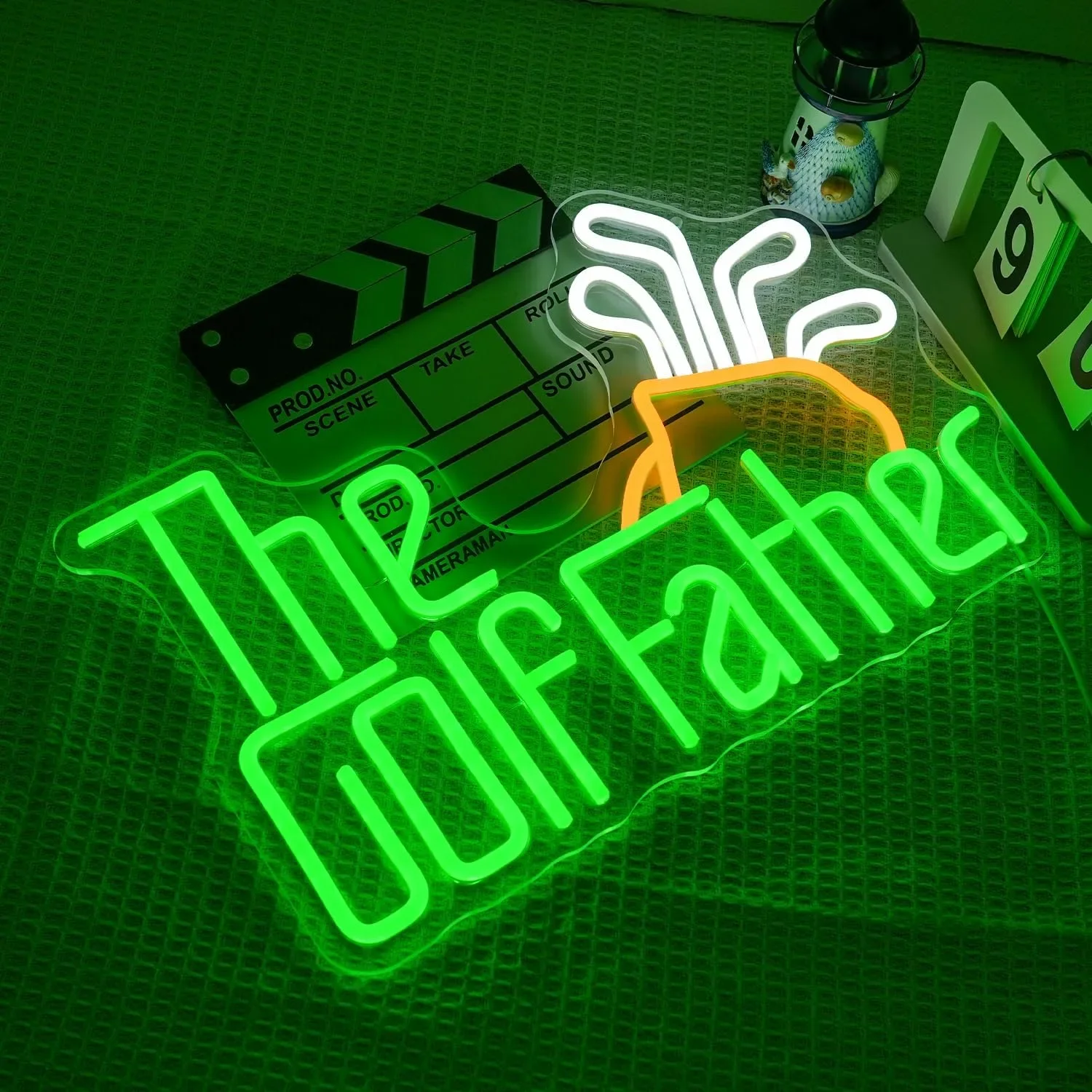 LED неон табло „The GolfFather“ за стена – декоративно осветление за дома и бар/гараж — снимка 4
