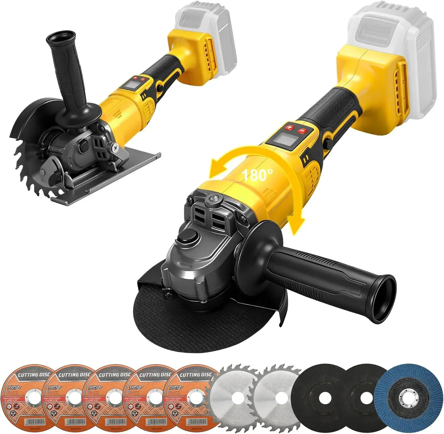 Акумулаторен ъглошлайф и циркуляр 2 в 1, 125 мм, за DeWalt 20 V