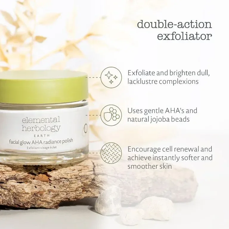 Elemental Herbology Facial Glow Radiance Polish Ексфолиант за лице за по-ярка кожа, сияен блясък — снимка 6