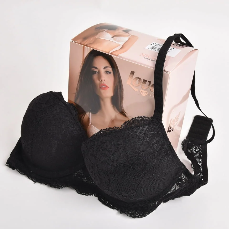 Love and bra 70B, 75B, 80B, 85B черен, праскова италиански супер пуш ъп сутиен +2 РАЗМЕРА гел подплънки