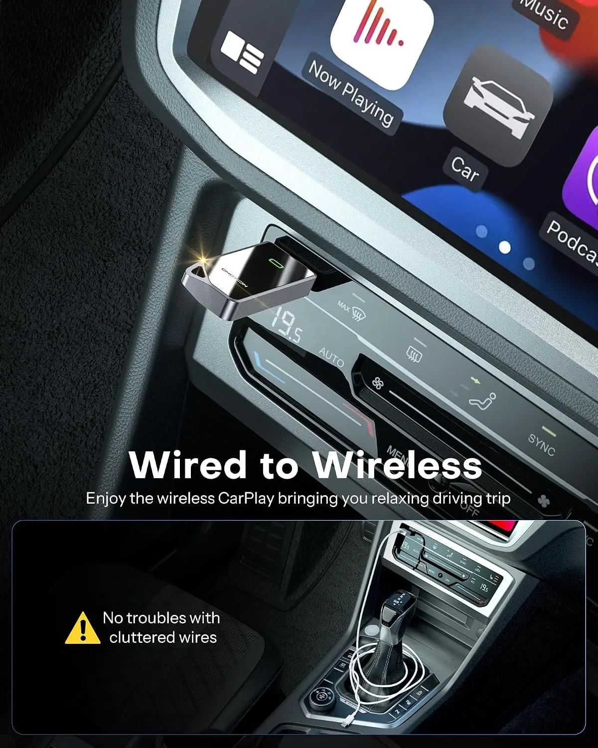 OMOTON CarPlay адаптер за iPhone – Wired към Wireless, Plug & Play — снимка 5