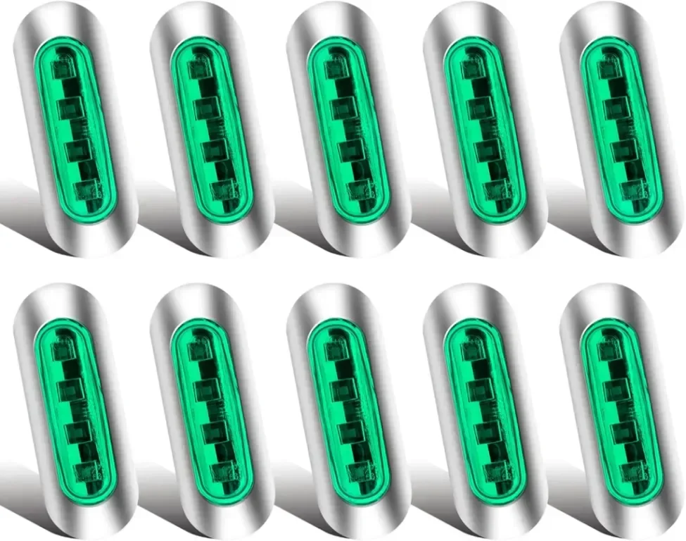 NWpangu 10 броя LED странични габаритни светлини, 4-LED, 12V/24V, зелени