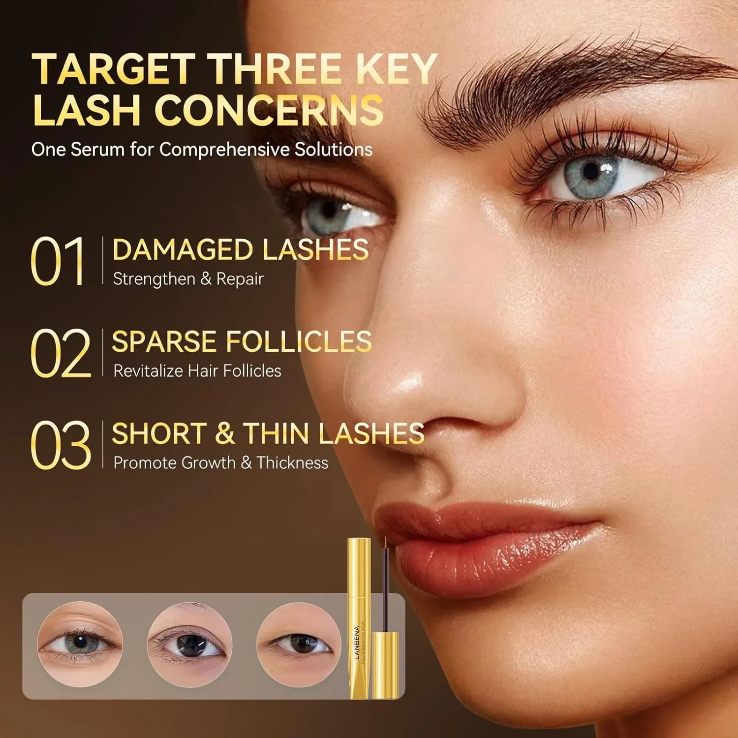 Серум за растеж и подсилване на мигли LANBENA, 3 ml (Eyelash Enhancing Serum) — снимка 6