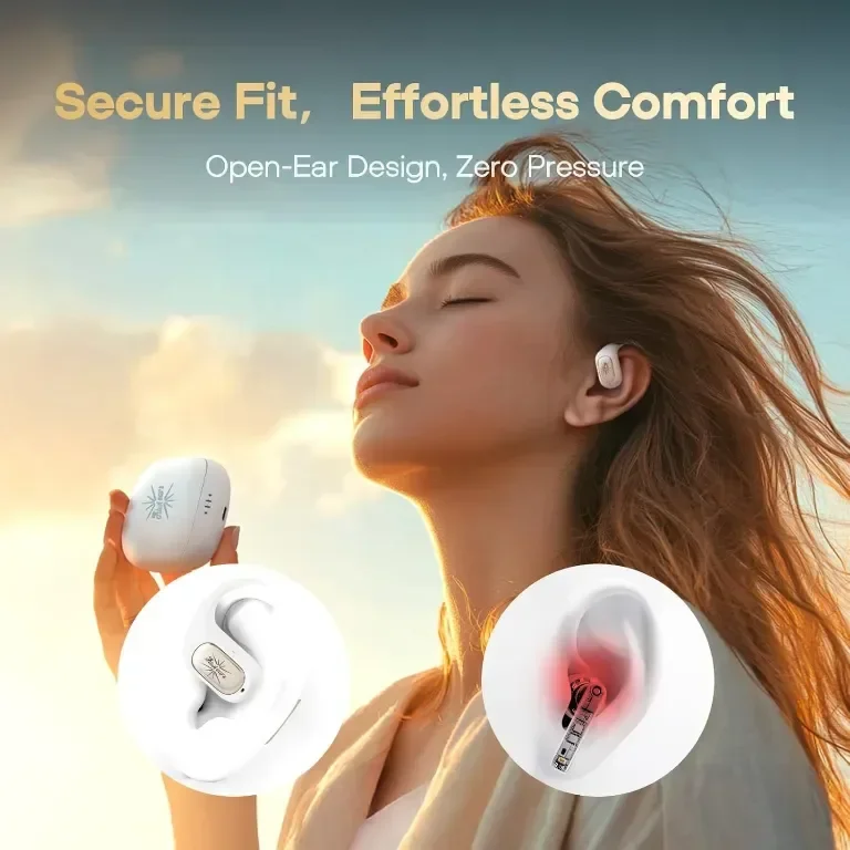 Linsoul Kiwi Ears Attiva OWS безжични слушалки, Open Ear Bluetooth 5.4 с ANC шумопотискане, бели — снимка 2
