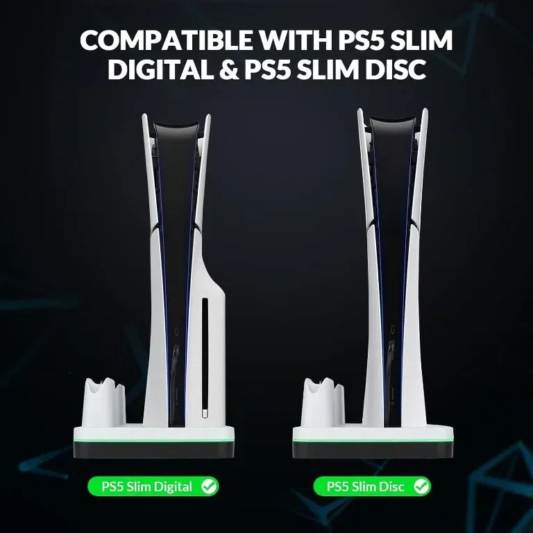 reiie многофункционална охлаждаща стойка PS5 Slim, за два контролера, RGB и вентилатор — снимка 2