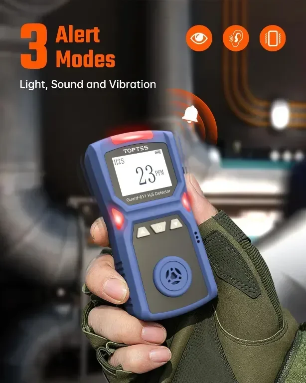 TOPTES Guard-611 H2S монитор, преносим H2S детектор, акумулаторен — снимка 3