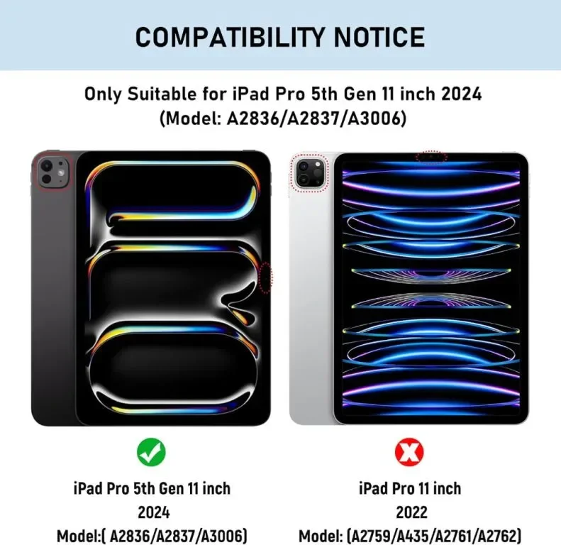 tititinita Калъф с клавиатура за iPad Pro 11 инча 2024 (M4), с подвижна Bluetooth клавиатура, син — снимка 2