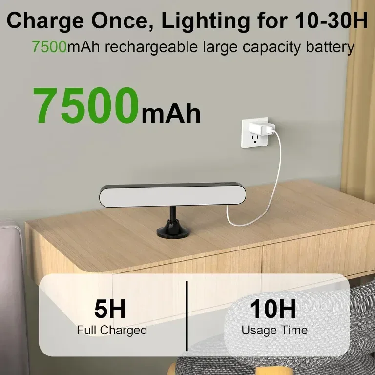Speclux LED стенна лампа с батерия 7500mAh, 15 RGB цвята, въртене на 360°, (1 брой, черна) — снимка 7