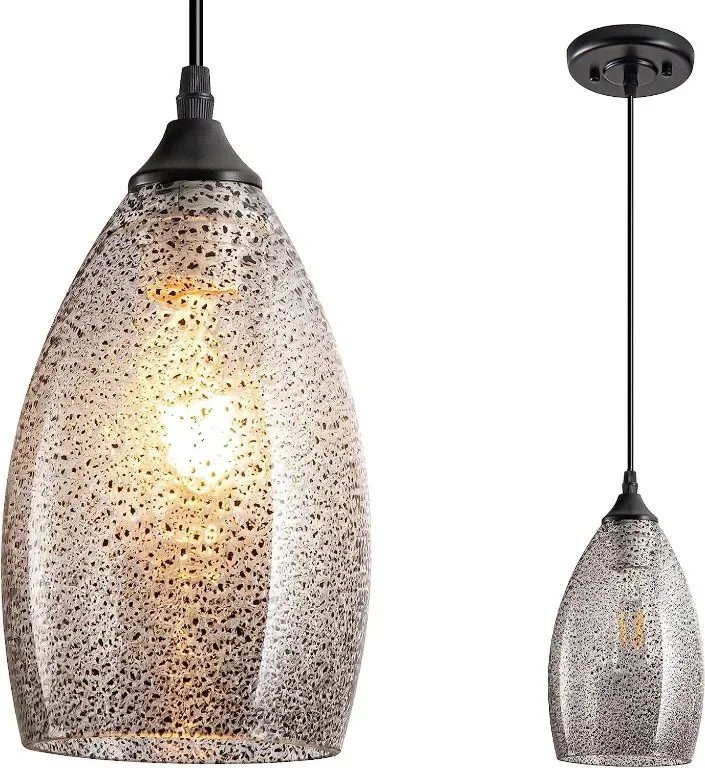 Aiehnid Glass Shade Висяща лампа с батерии, дистанционно, синьо