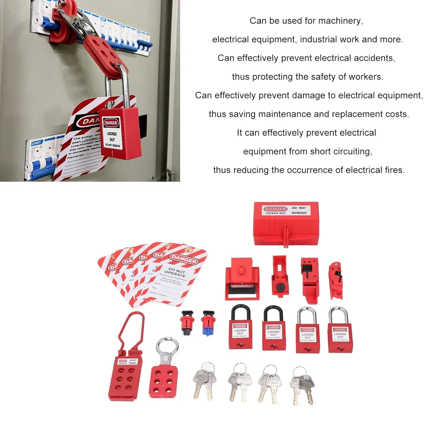 Комплект за блокиране (Lockout/Tagout) на електрически заключвания с чанта за съхранение — снимка 3