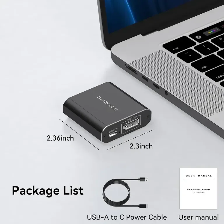 DGYBDFC 4K60Hz Displayport към двоен HDMI адаптер, DP 1.4 към 2х HDMI 2.0 — снимка 7