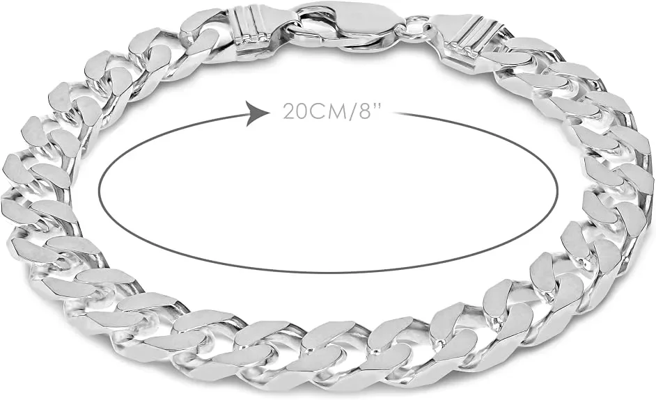Сребърна гривна Curb Chain 20 см – метална верижка със закопчаване — снимка 3