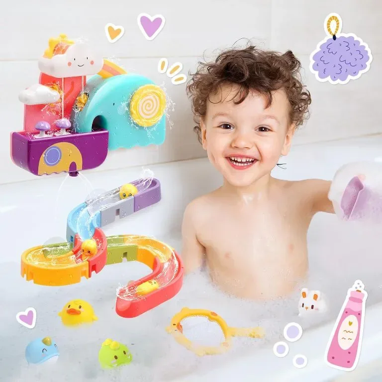 CUTE STONE Бебешки играчки за баня, пътека за изграждане на водна пързалка, плаващи играчки — снимка 3