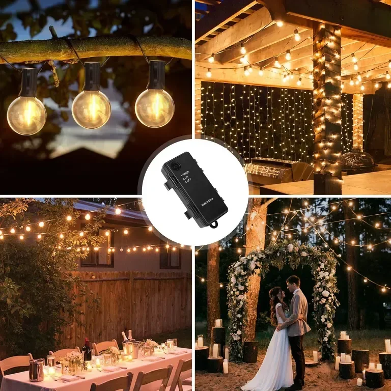 DSLebeen Festoon Lights, акумулаторна 5000mAh батерия, G40 LED стрингови светлини, 12 м, топло бяло — снимка 5