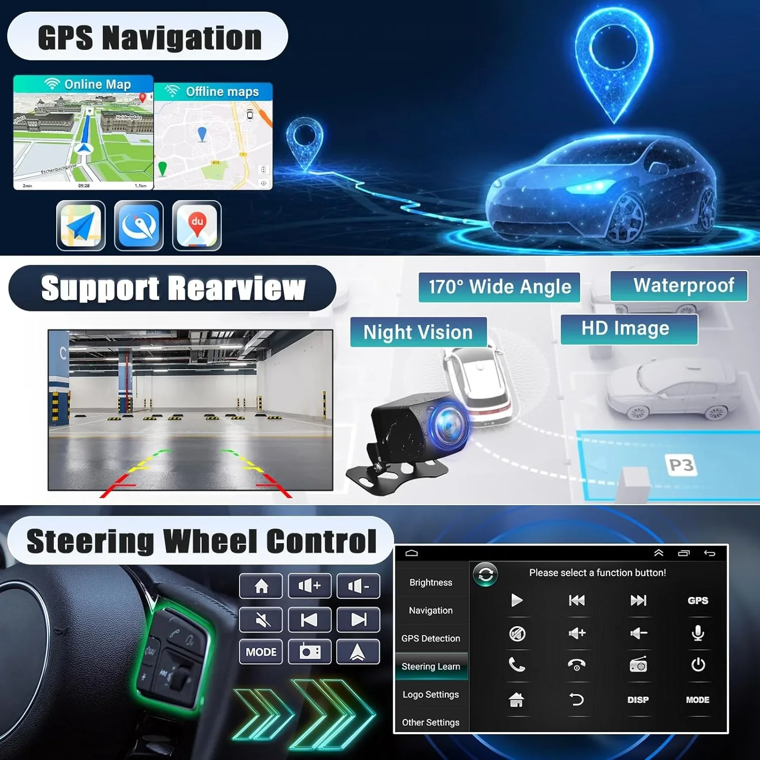 Android 13 автомобилно мултимедия/стерео 7 инча с CarPlay/Android Auto за джип (Epica 2006–2011) — снимка 4