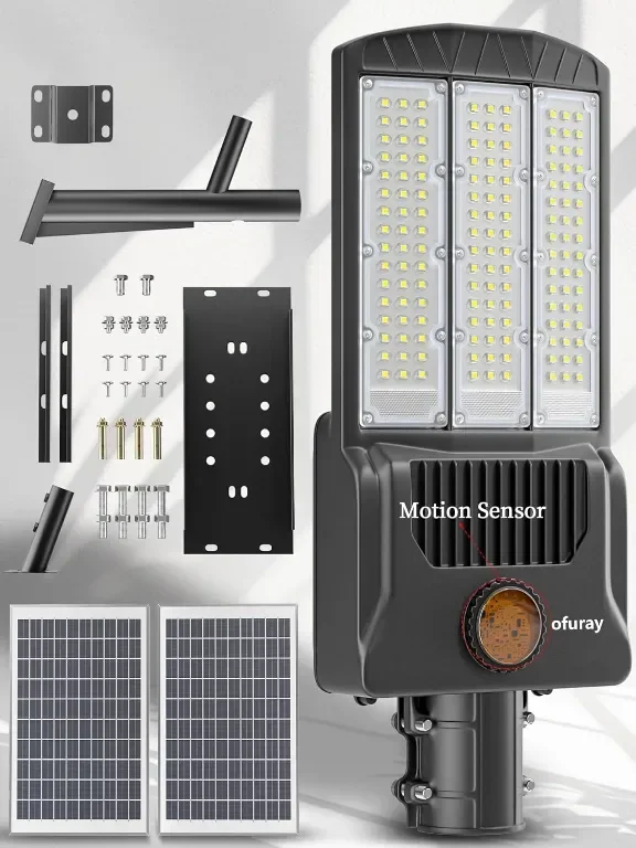 Ofuray Of-10000W соларна улична лампа с дистанционно, 6500К, IP67 — снимка 9