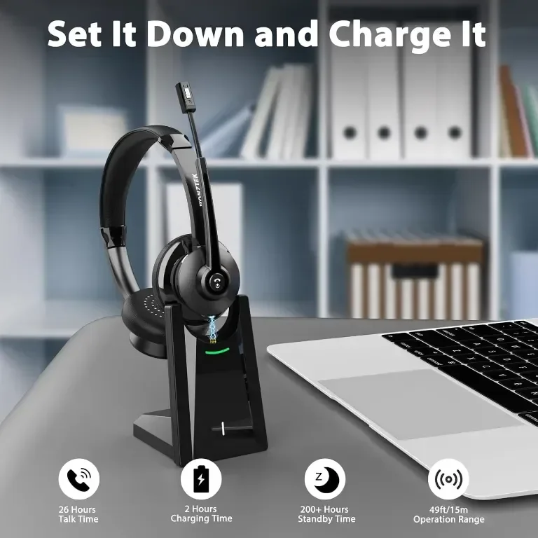 Безжични слушалки Vonztek с микрофон, Bluetooth слушалки с шумопотискане и USB донгъл — снимка 5