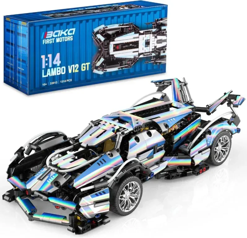 BAKA Technic Комплект за построяване на състезателна кола - V12 Speed ​​Model Cars Kit, 1314 части
