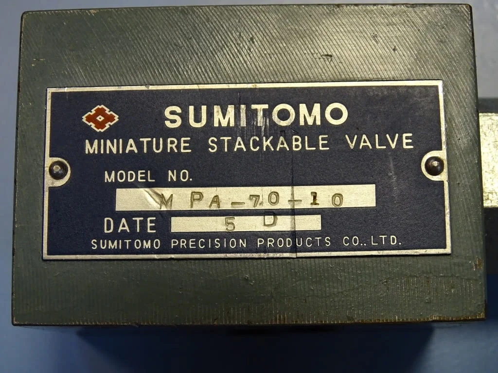 Хидравличен клапан SUMITOMO MPA-70-10 miniature stackable valve — снимка 5