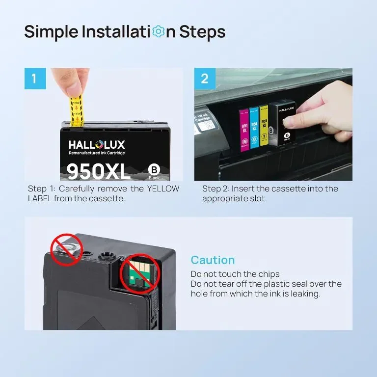 HALLOLUX 950XL 951XL Касети с мастило за HP 950 951 XL за Officejet Pro 251dw 276dw — снимка 6