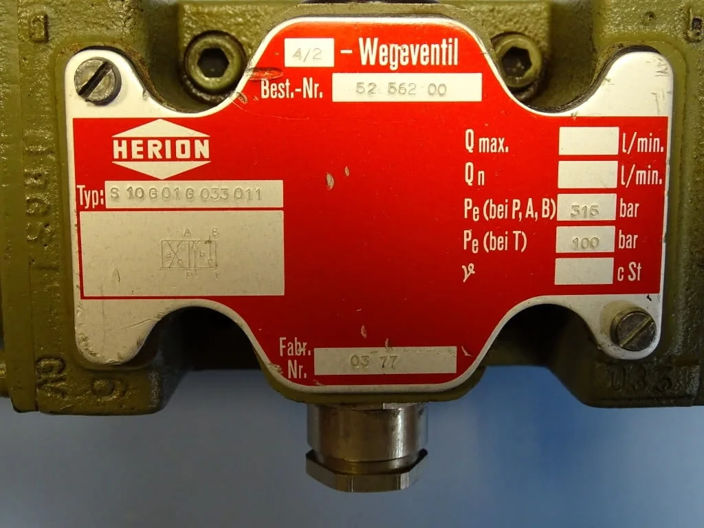 Хидравличен разпределител HERION S10G01G033011 directional operated valve 24VDC — снимка 2