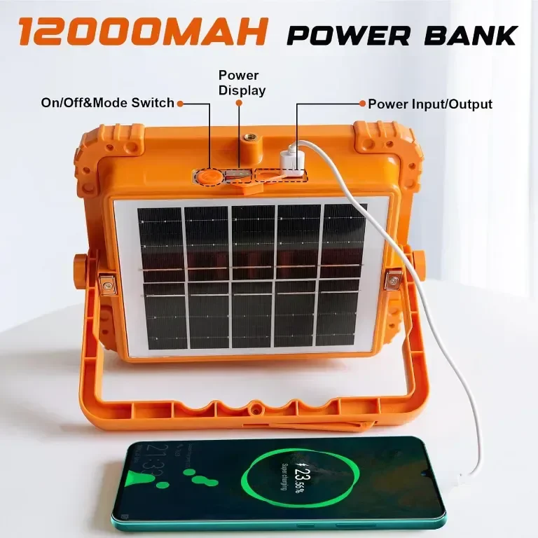 MUEZDUR 100W преносима работна светлина, 466 LED 10000 LM, 5 режима, USB и соларно захранване — снимка 6