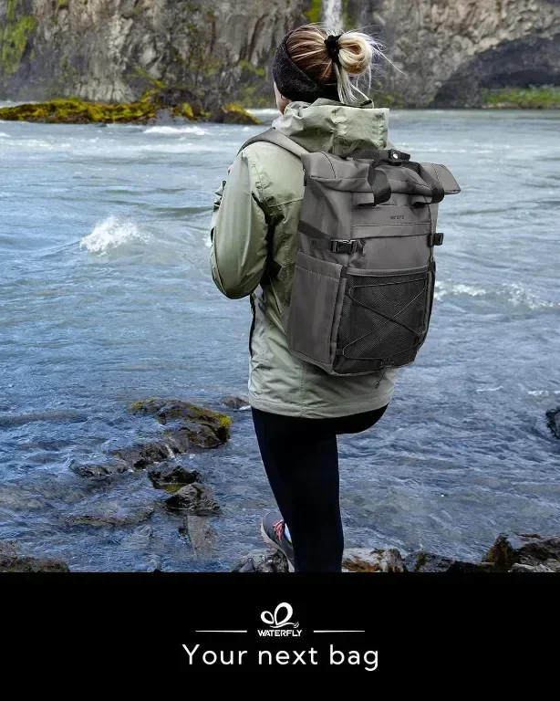 Раница Waterfly Roll Top 16-21 л, подходяща за 16 инча лаптоп, Тъмно сиво — снимка 6