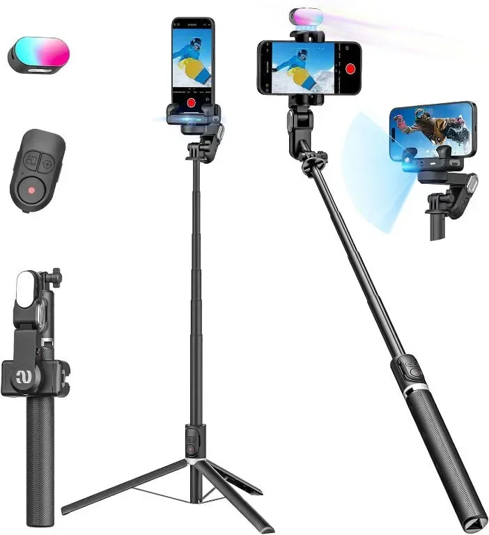 Gimbal стабилизатор за смартфон, лицево проследяване, 4 в 1, 108 CM, M2PRO черен