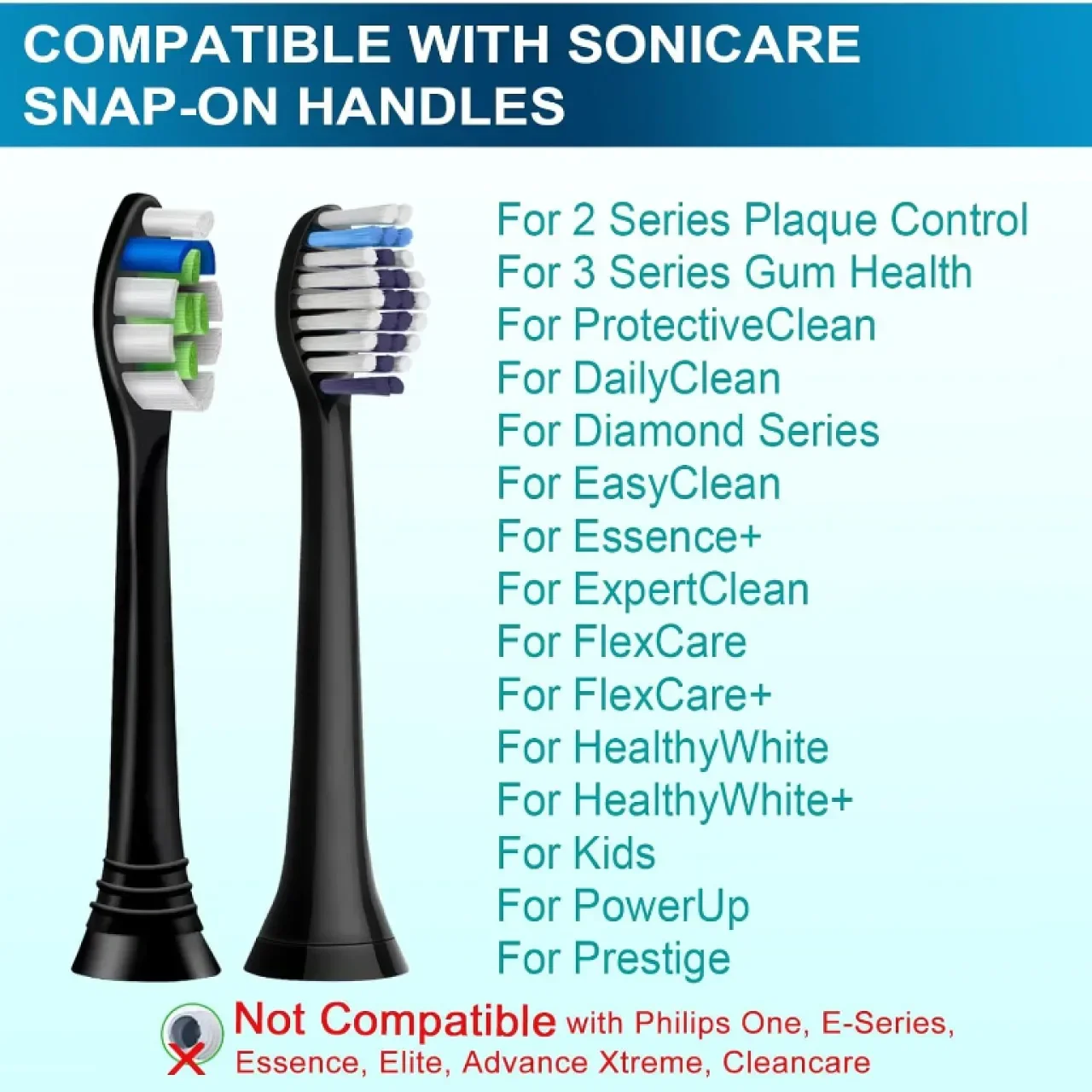 Резервни глави за четка Philips Sonicare, 8 избелващи + 8 прецизно почистващи, черни — снимка 6