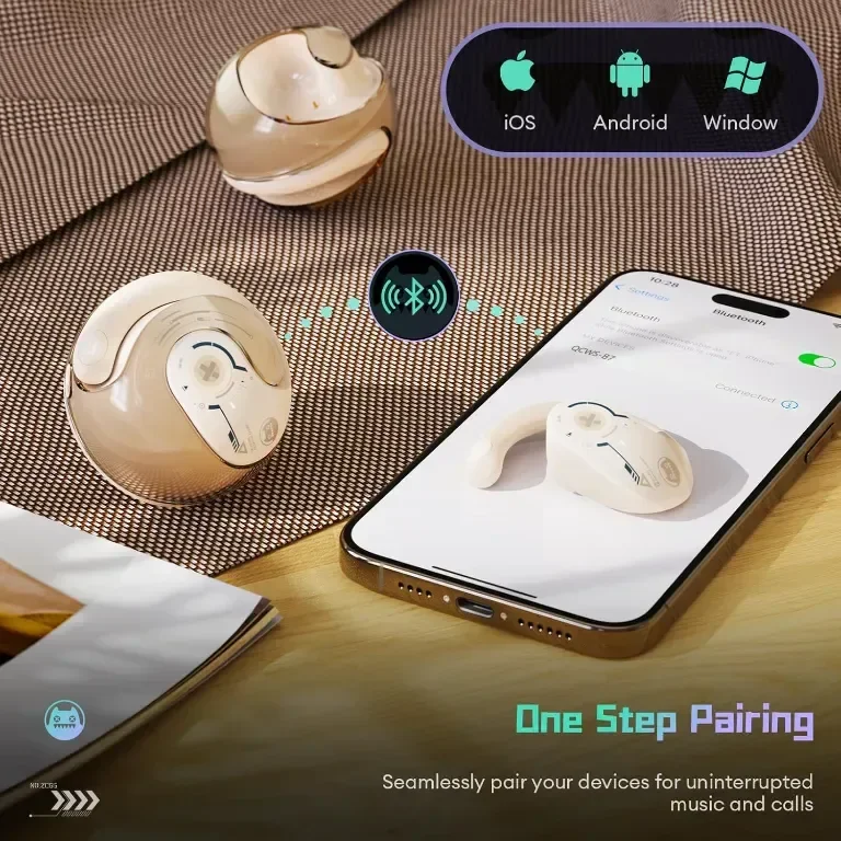 Слушалки с отворено ухо ZOMBIES CAT, безжични HiFi стерео 60H Bluetooth IPX5 за Android iOS, B7 — снимка 5