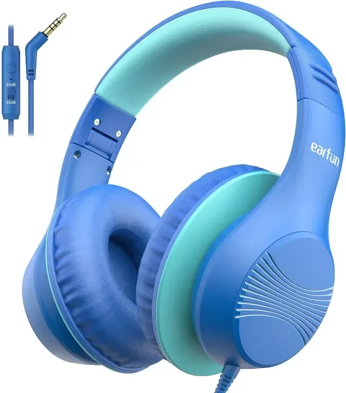 Детски слушалки EarFun с кабел, сгъваеми слушалки с микрофони, 85/94dBA безопасно ограничение — снимка 2
