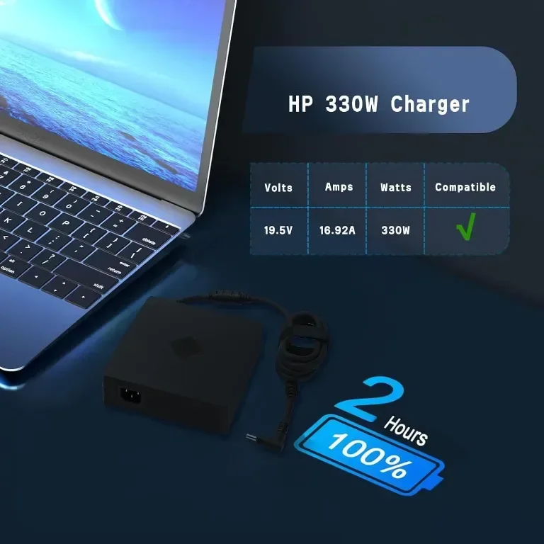330W интелигентен променливотоков захранващ адаптер, съвместим с геймърски лаптоп HP OMEN — снимка 4