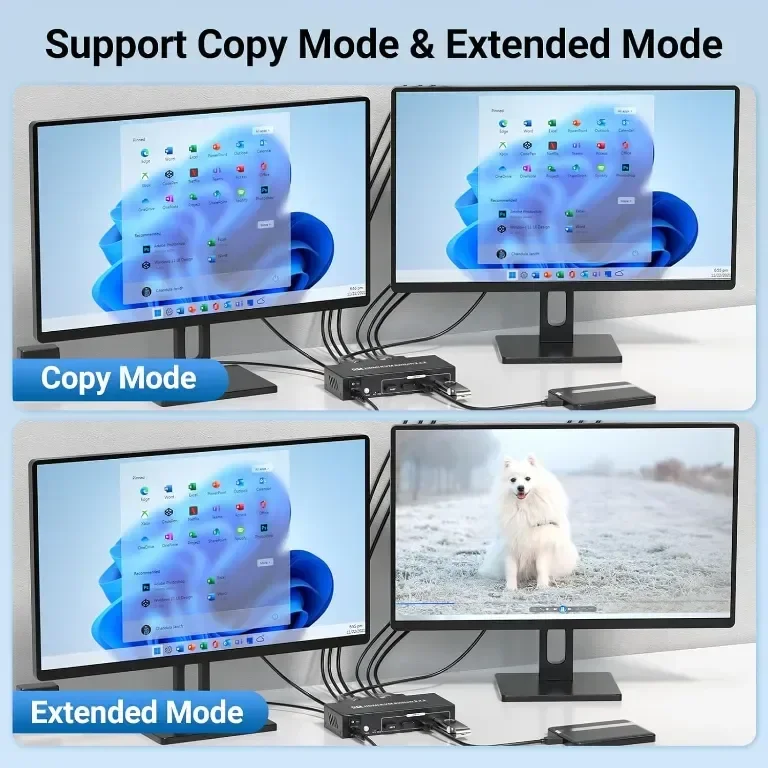 HDMI KVM превключвател 2 монитора 2 компютъра, 4K@60Hz двоен монитор HDMI — снимка 5