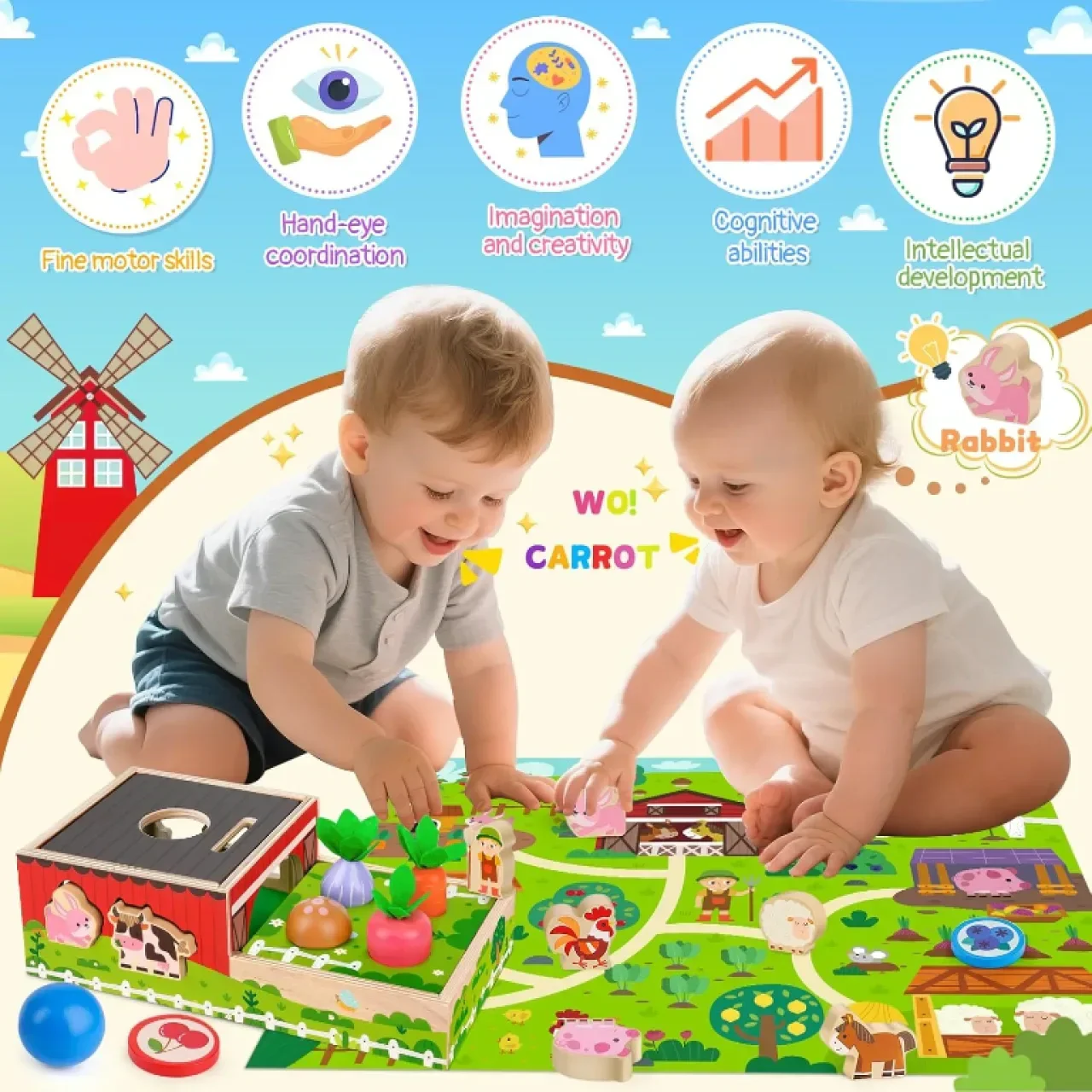 Дървени играчки Монтесори за деца 1-3 години, сортиране по форма, сензорни играчки — снимка 3