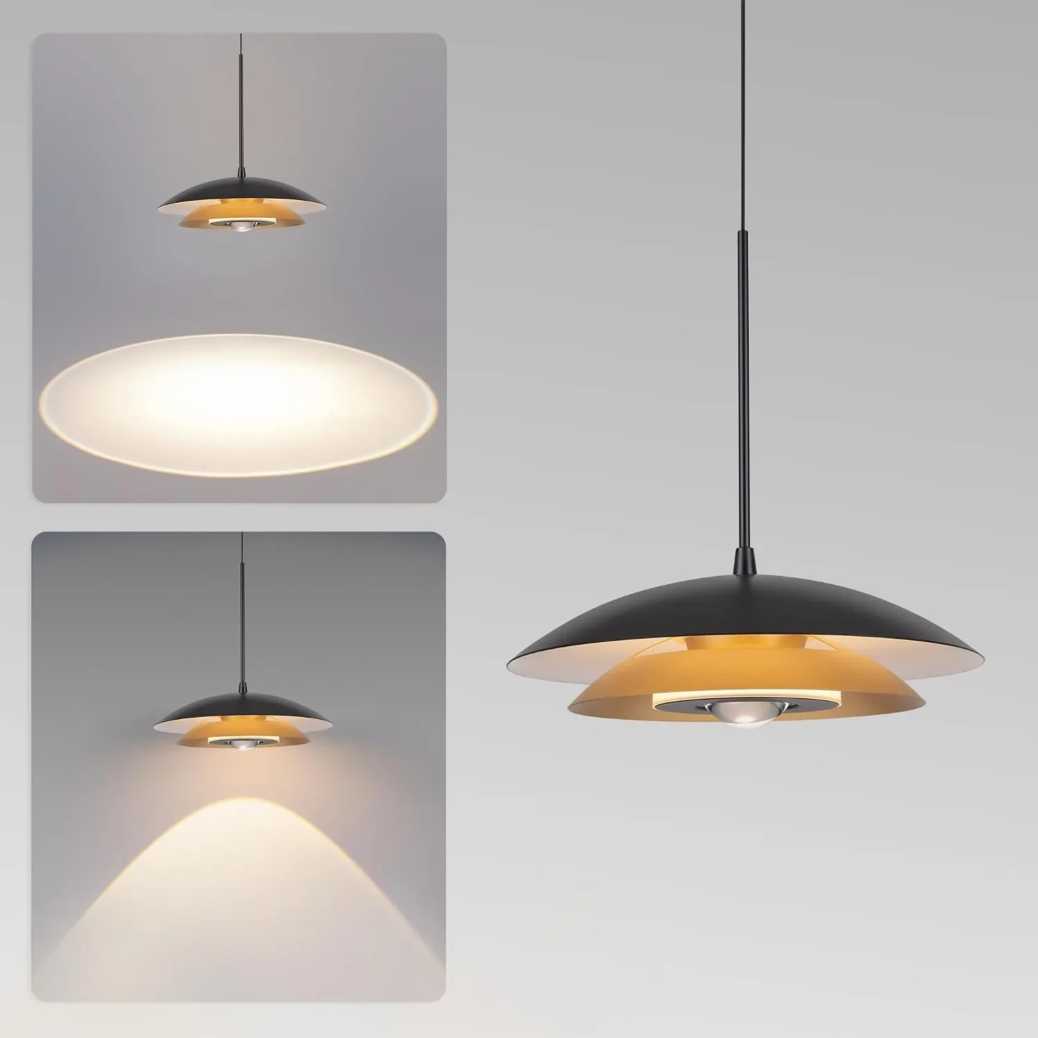 LED висящ полилей с регулируема височина, (приглушено горно и фокусно долно осветление), 12W, 3000K