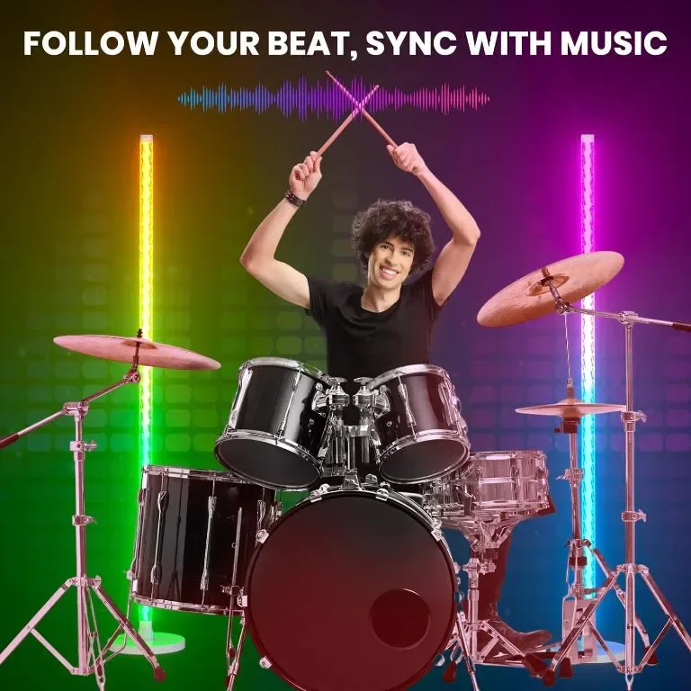 Lastar LED подова лампа, RGB с APP/Remote/Music Sync/48+ режима, бяла — снимка 6