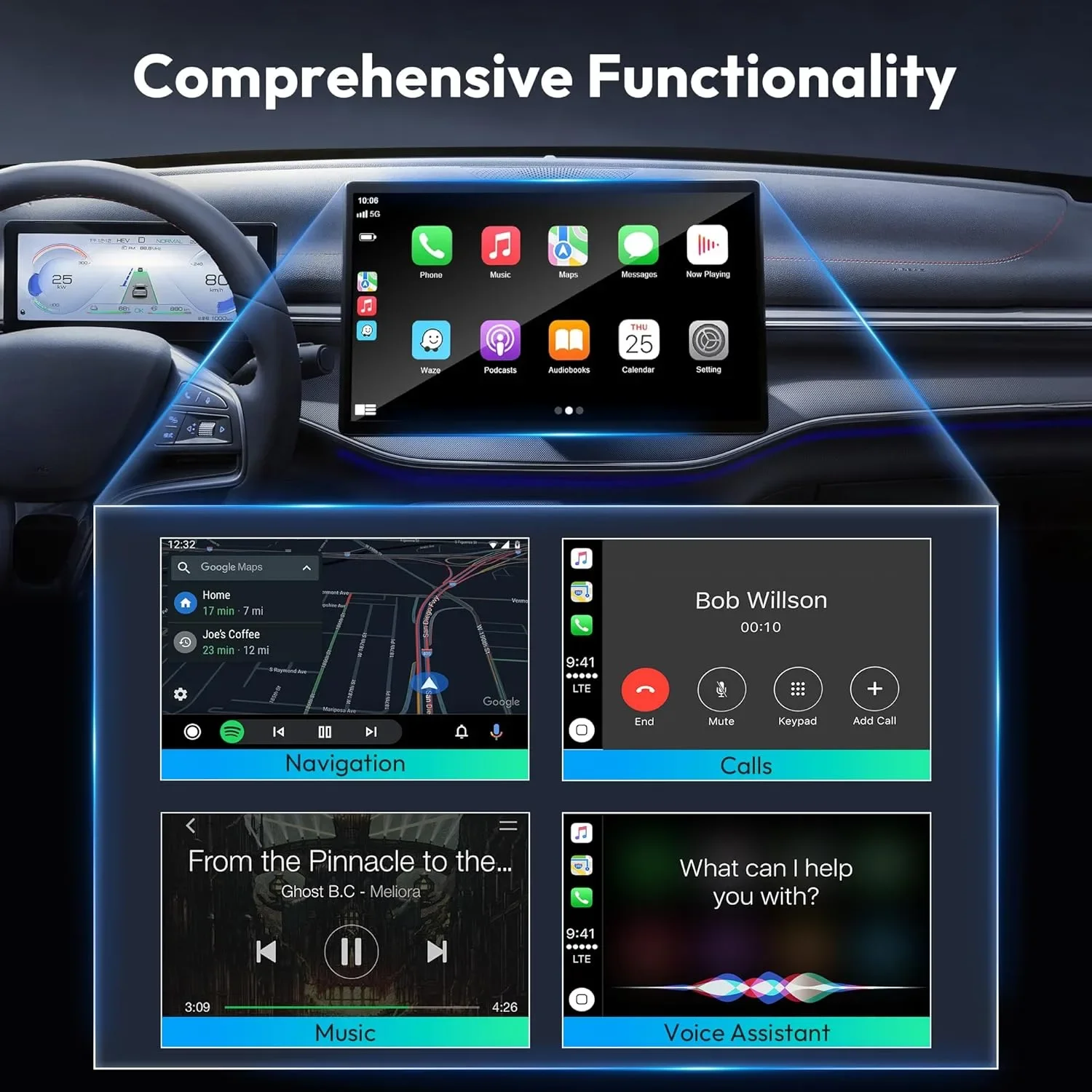 Безжичен CarPlay и Android Auto адаптер 2-в-1 (Wi‑Fi/Bluetooth), за автомобили с кабелен CarPlay/Android Auto от 2015 г. — снимка 3