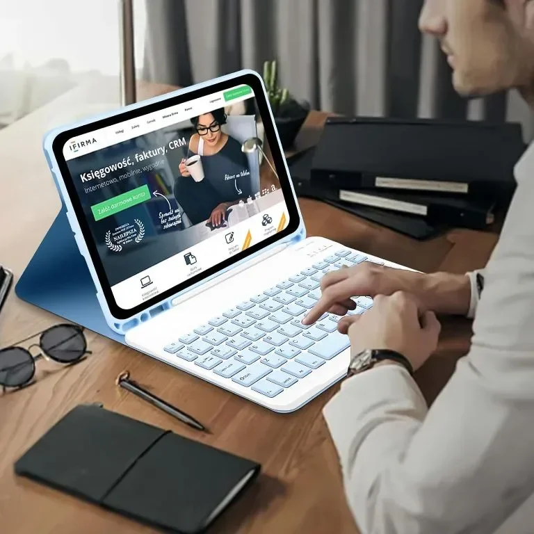 tititinita Калъф с клавиатура за iPad Pro 11 инча 2024 (M4), с подвижна Bluetooth клавиатура, син — снимка 3