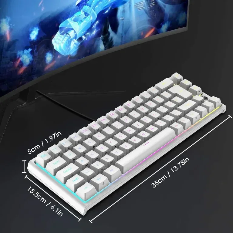 EWEADN MK26 UK Layout 60% игрална клавиатура, 22 RGB Chroma Backlit, 67 клавиша, USB кабелна — снимка 8