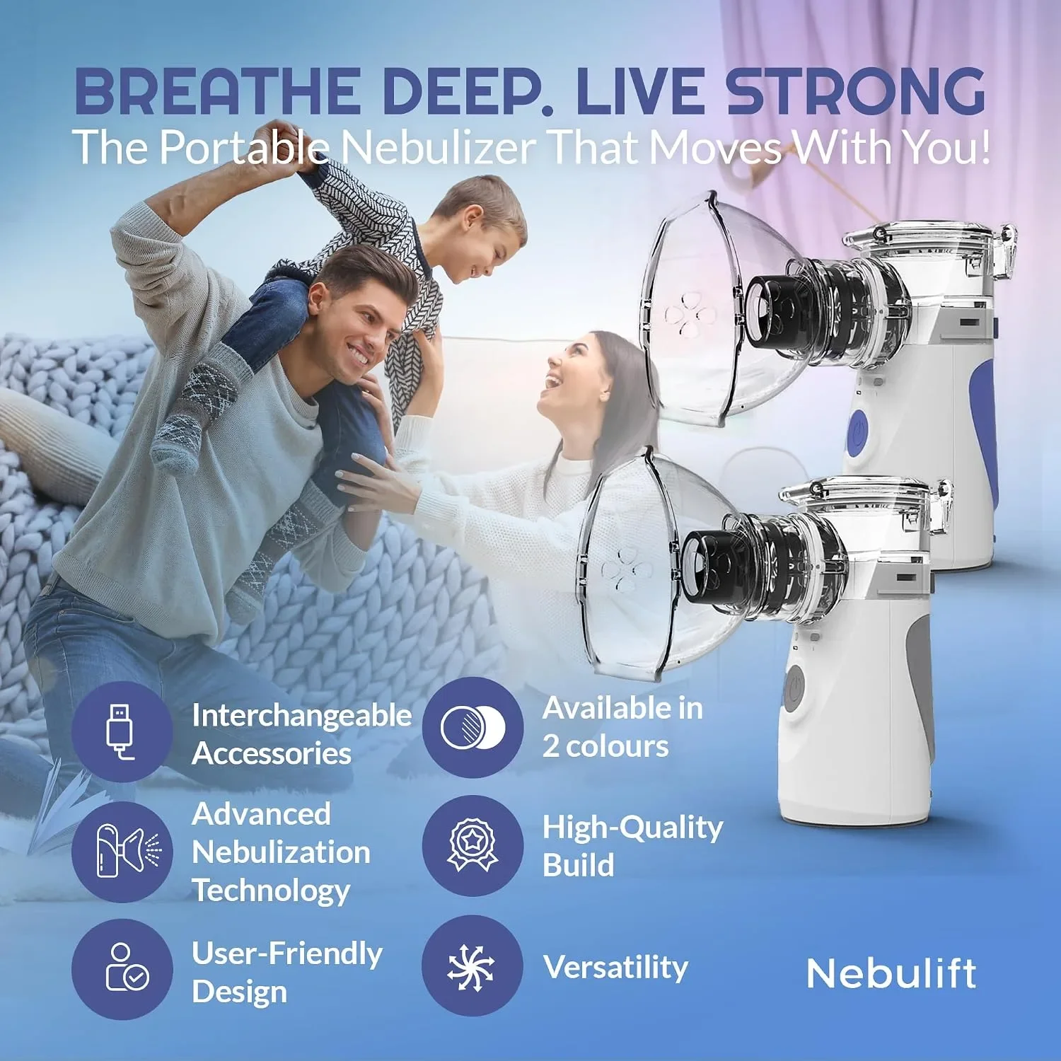NEBULIFT преносим инхалатор (небулизатор) за възрастни и деца — снимка 3