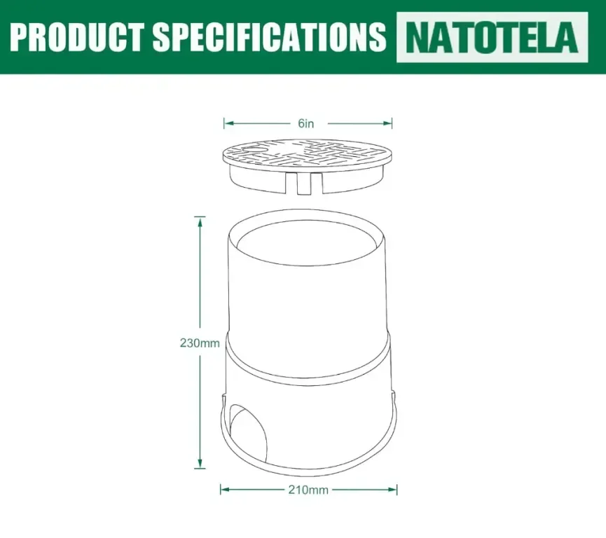 Natotela 6" кръгла вентилна кутия, 6 опаковки HDPE противоплъзгаща спринклерна клапанна кутия — снимка 7