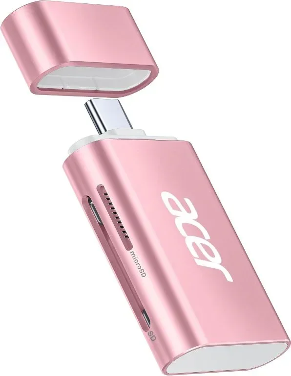 Acer USB C SD 4.0 четец на карти 2 в 1, UHS-II Micro SD, розов