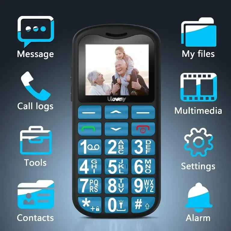 Мобилен телефон Tosaju 4G за възрастни, големи бутони, отключен, LCD дисплей, SOS бутон, 1000 mAh — снимка 2