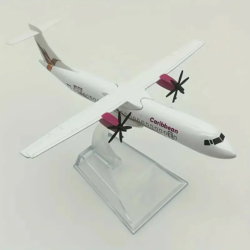 ATR 72 самолет модел макет Caribbean метален пътнически маршрут къси разстояния пътници билет кабина — снимка 3
